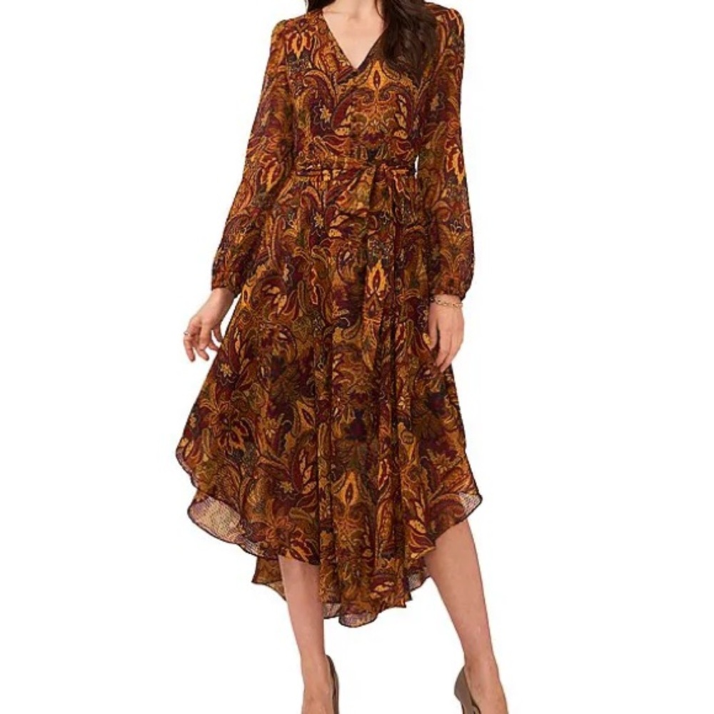 Vince Camuto Multicolor Paisley Long Sleeve Dress
